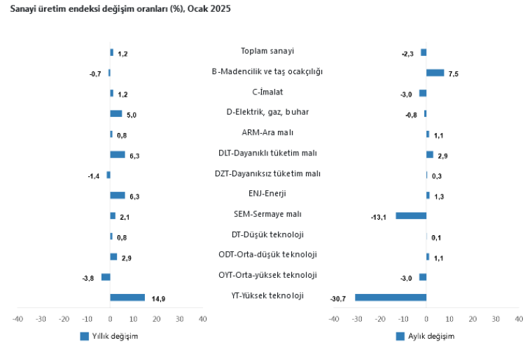 2025 Ocak Ayı Sanayi Üretim Endeksi Verileri