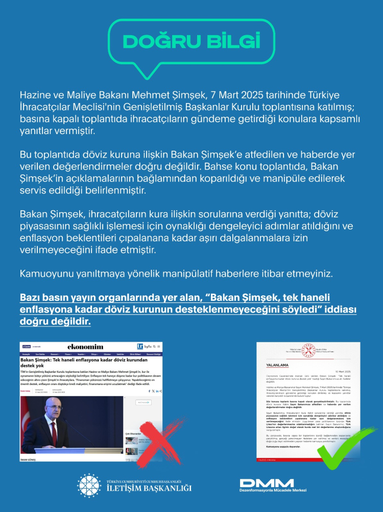 Hazine ve Maliye Bakanlığı'ndan Enflasyon ve Döviz Kuru Açıklaması