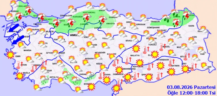 Bugünkü hava durumu: Diyarbakır 44 derece, Marmara’ya sağanak!